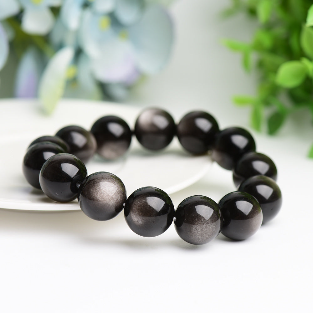 16mm Silver Obsidian Bracelet Bulk WholeslaeBest Crystal Wholesalers