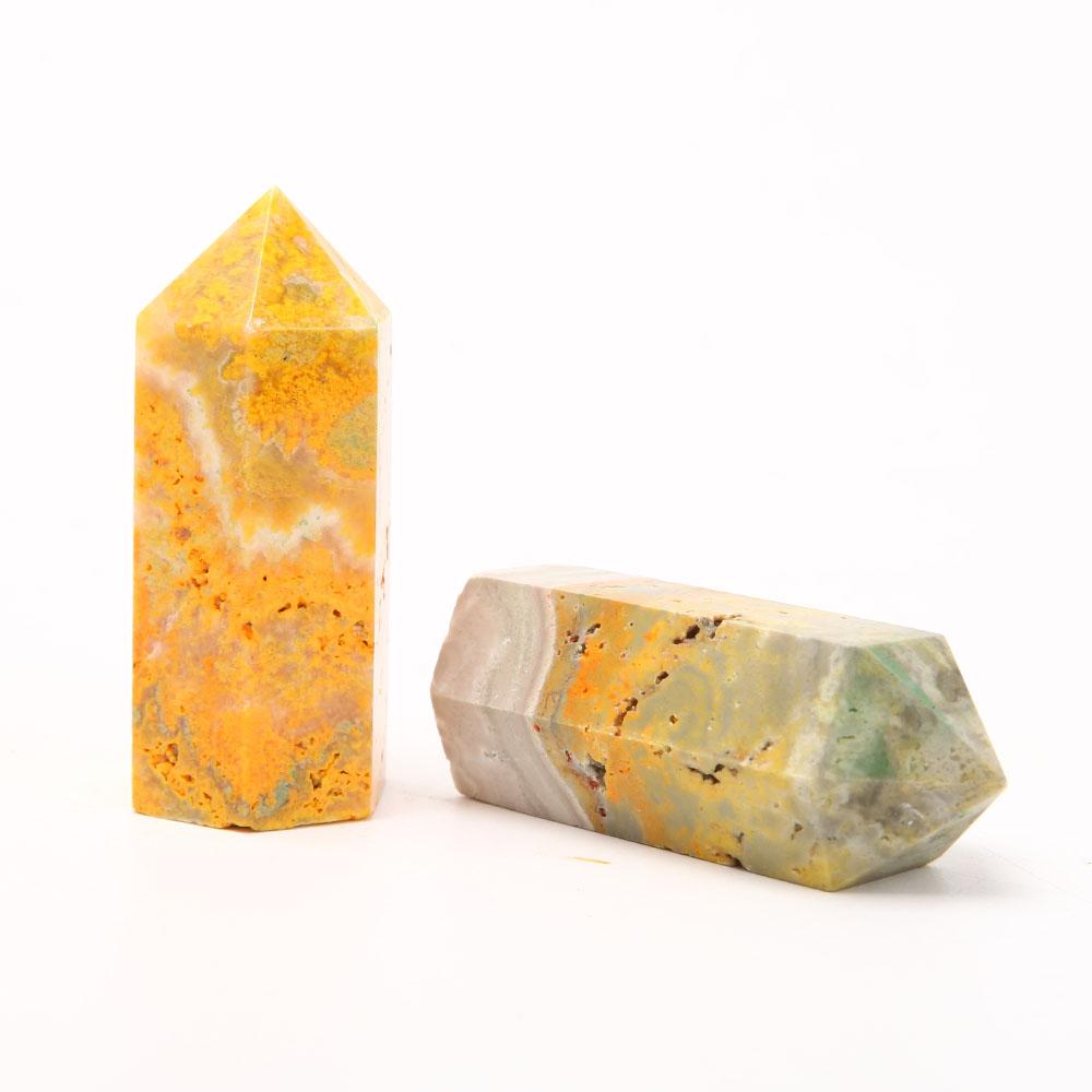 Set of 2 Bumble Bee Jasper Towers Points Bulk Best Crystal Wholesalers