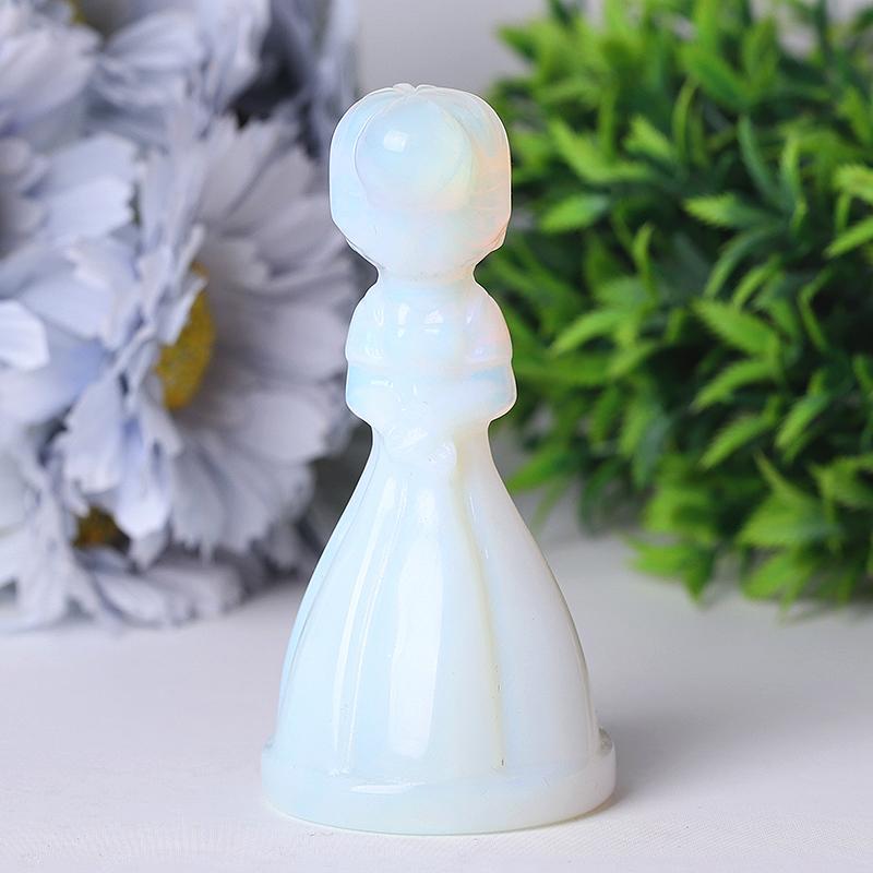 4" Wholesale Opalite Princess Carvings for Decoration Cartoon Bulk Best Crystal Wholesalers