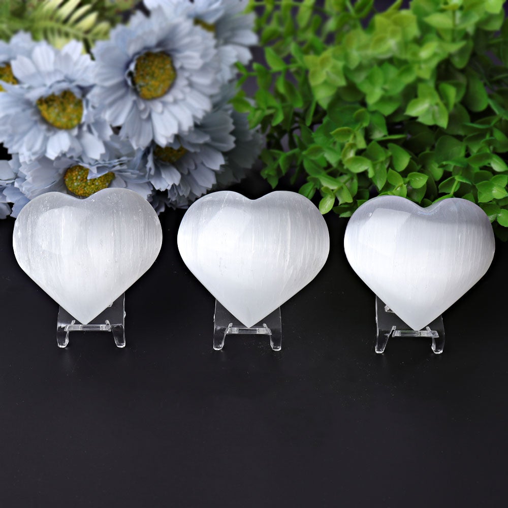 1.7"-2.8" Selenite Heart Crystal Carvings Best Crystal Wholesalers