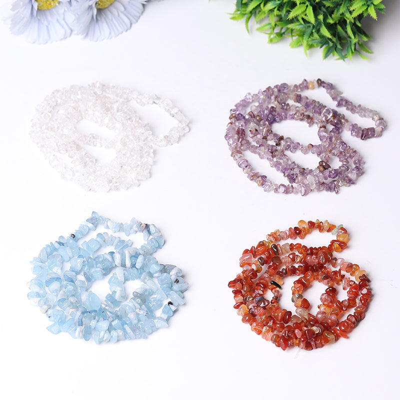 Drilled Crystal Chips with holes String for DIY bulk Bracelet Best Crystal Wholesalers Super 7 Clear Quartz Aquamarine Carnelian