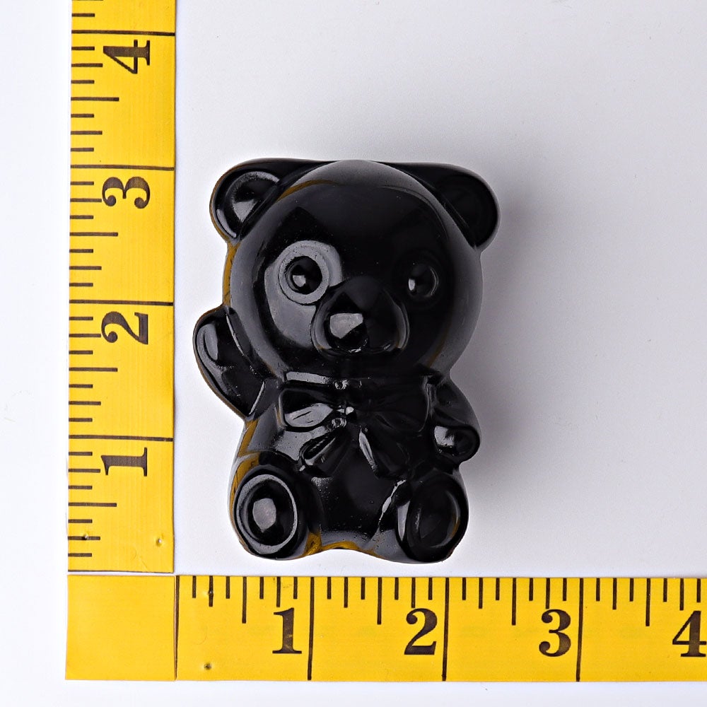 2.7" Black Obsidian Toy Bear Crystal Carvings Cartoon Bulk Best Crystal Wholesalers