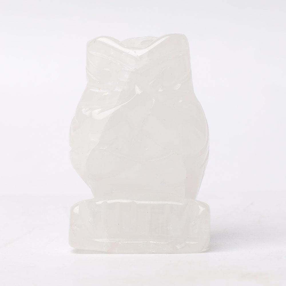 2.0" Clear Quartz Owl Figurine Crystal Carvings