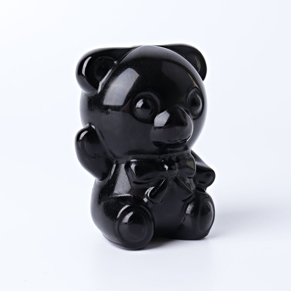 2.7" Black Obsidian Toy Bear Crystal Carvings Cartoon Bulk Best Crystal Wholesalers