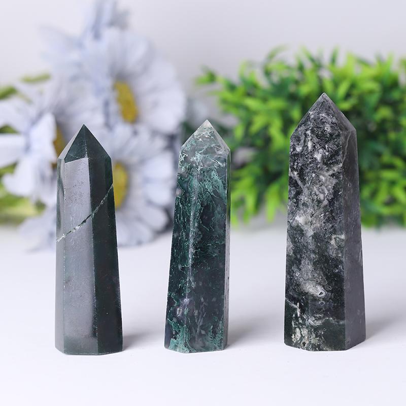 Wholesale Natual Crystal Healing Moss Agate Point Wand Towers Points Bulk Best Crystal Wholesalers