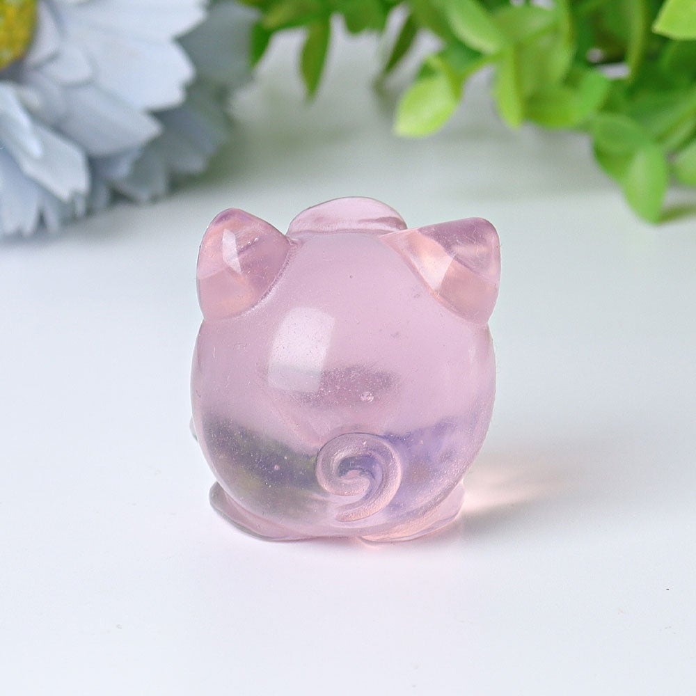 1.6" Pink Opalite Jiggly Puff Crystal Carvings Cartoon Bulk Best Crystal Wholesalers