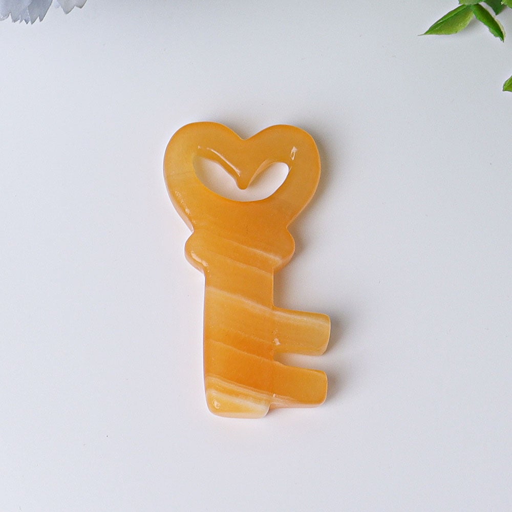 2.3" Orange Calcite Heart Key Crystal Carvings Model Bulk Best Crystal Wholesalers