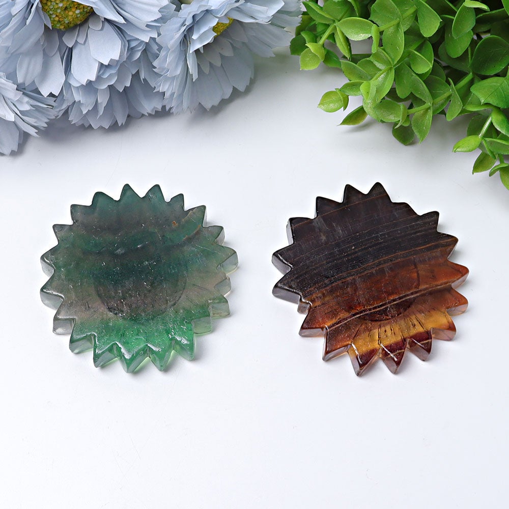 2.6" Fluorite Sun Flower Crystal Carvings Plants BulkBest Crystal Wholesalers