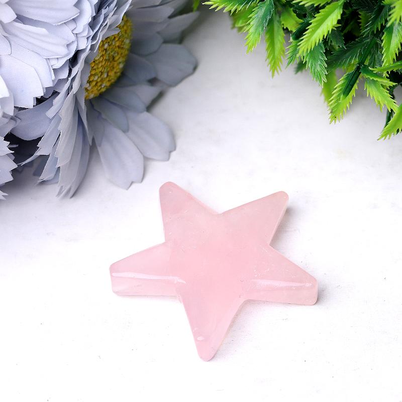 2" Rose Quartz Star Crystal Carvings Best Crystal Wholesalers