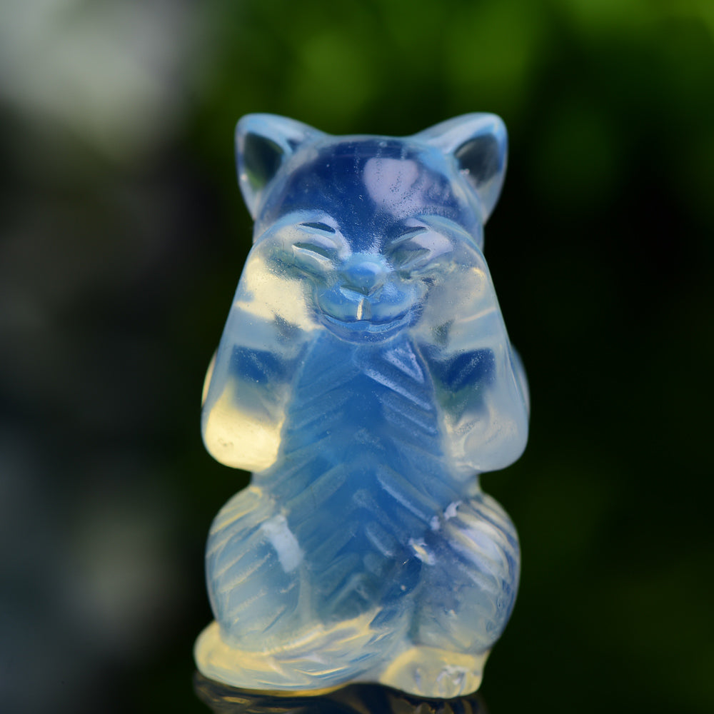 1.9" Opalite Cat 'Hear No Evil, Speak No Evil, See No Evil' Crystal Carving Animal Cartoon Bulk Best Crystal Wholesalers