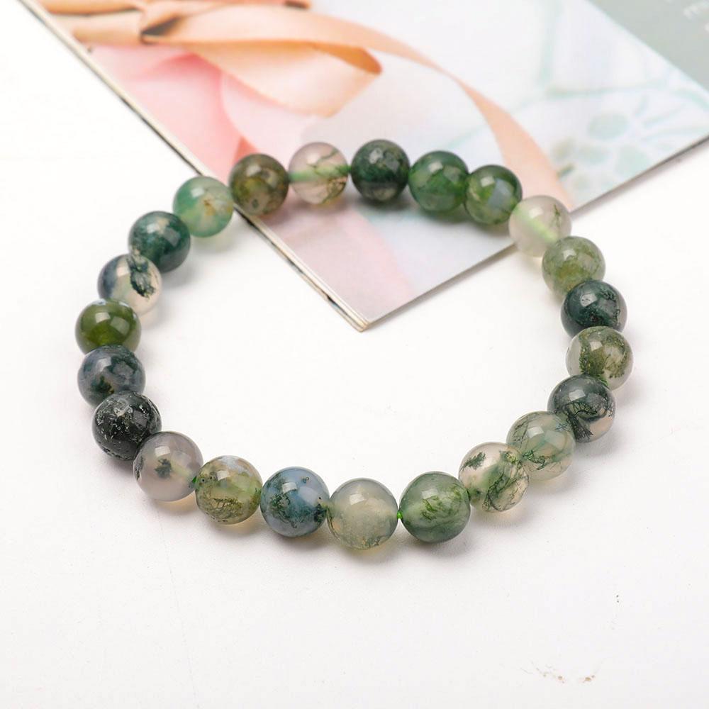 8mm Moss Agate Bracelet Best Crystal Wholesalers