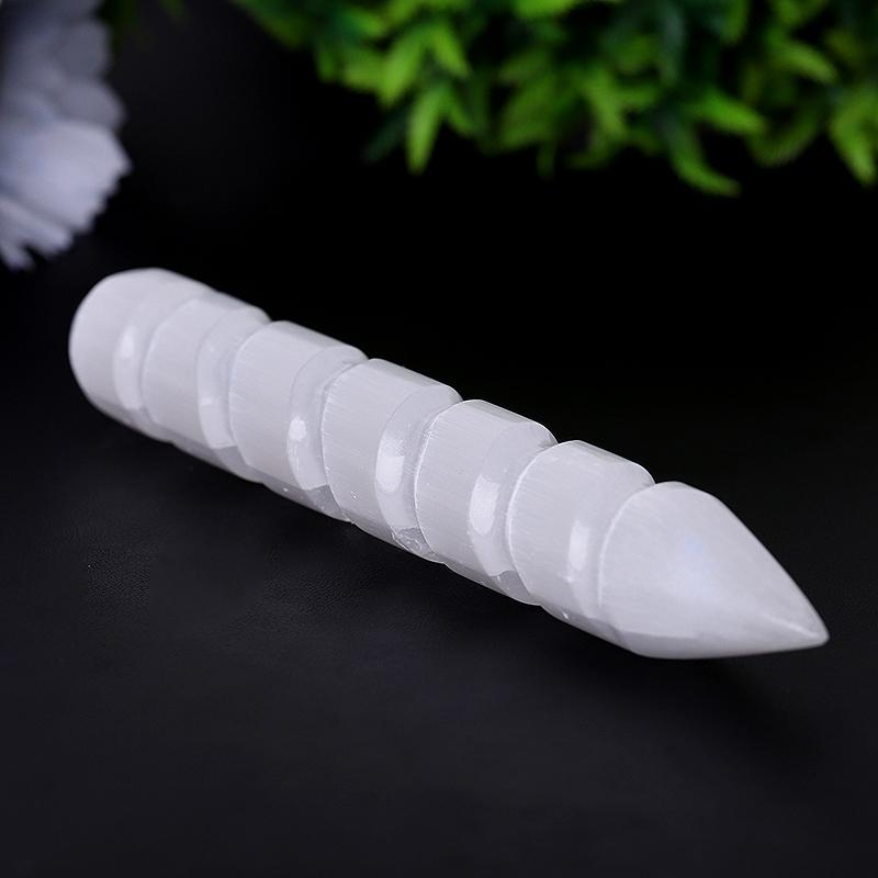 6" Spiral White Selenite Wands Bulk Best Crystal Wholesalers