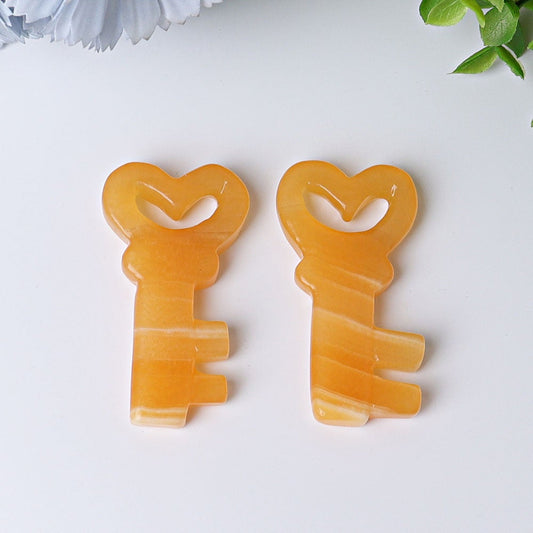 2.3" Orange Calcite Heart Key Crystal Carvings Model Bulk Best Crystal Wholesalers