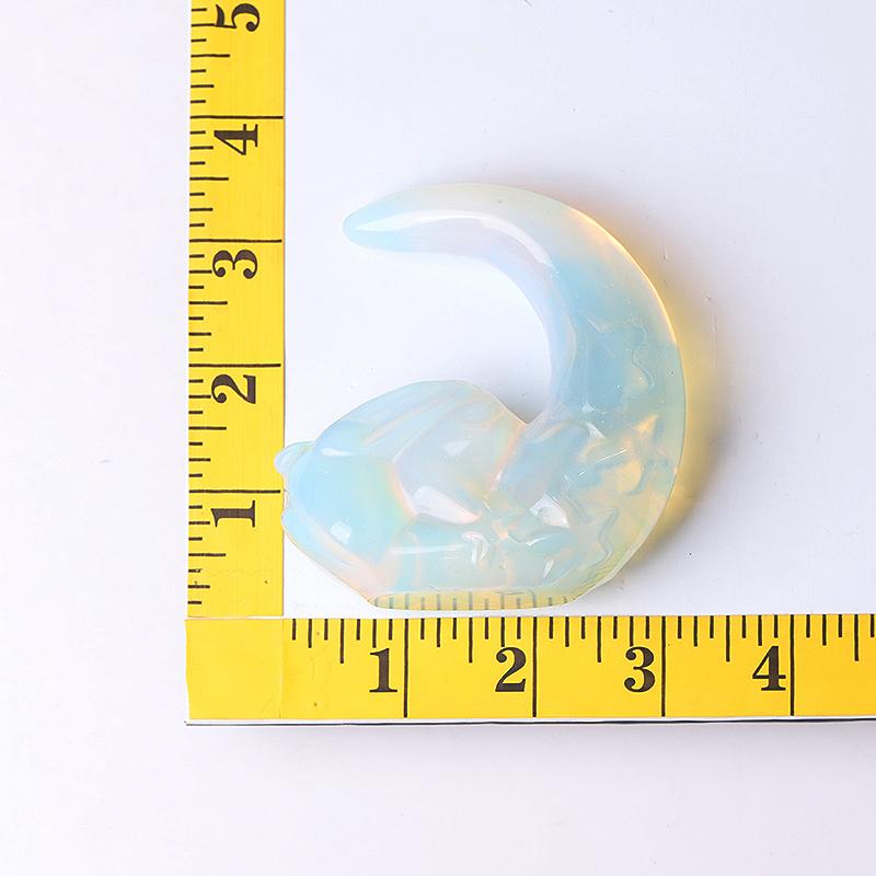 3" Opalite Moon with Rabbit Crystal Carvings Best Crystal Wholesalers