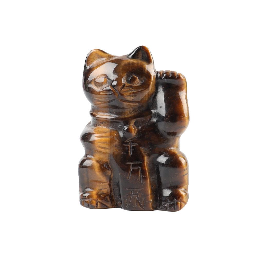 2" Tiger Eye Crystal Carving Lucky Cat Animal Bulk Best Crystal Wholesalers