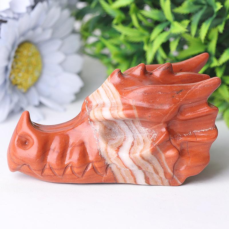 3" Red Jasper Dragon Head Crystal Carvings Best Crystal Wholesalers