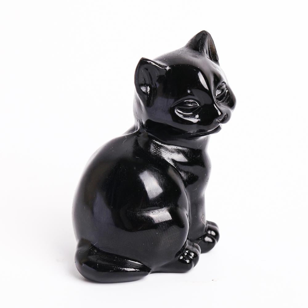 Black Obsidian Crystal Carving Animal BulkCat Best Crystal Wholesalers