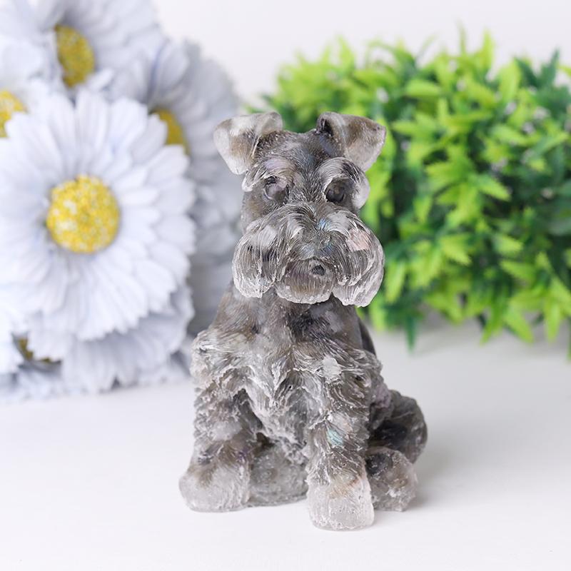 4.2" Crystal Chips Resin Schnauzer Carving for Decoration Best Crystal Wholesalers