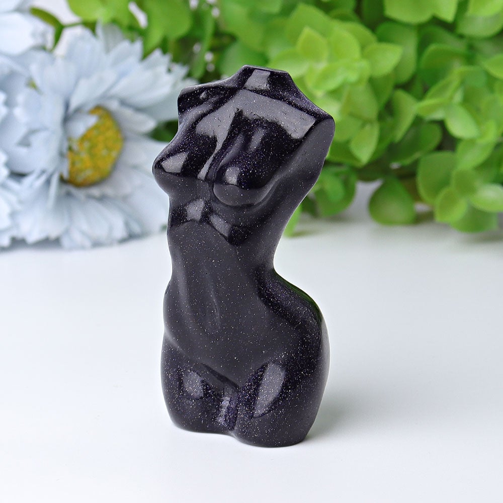 3" Blue Sandstone Woman Model Body Crystal Carvings Best Crystal Wholesalers