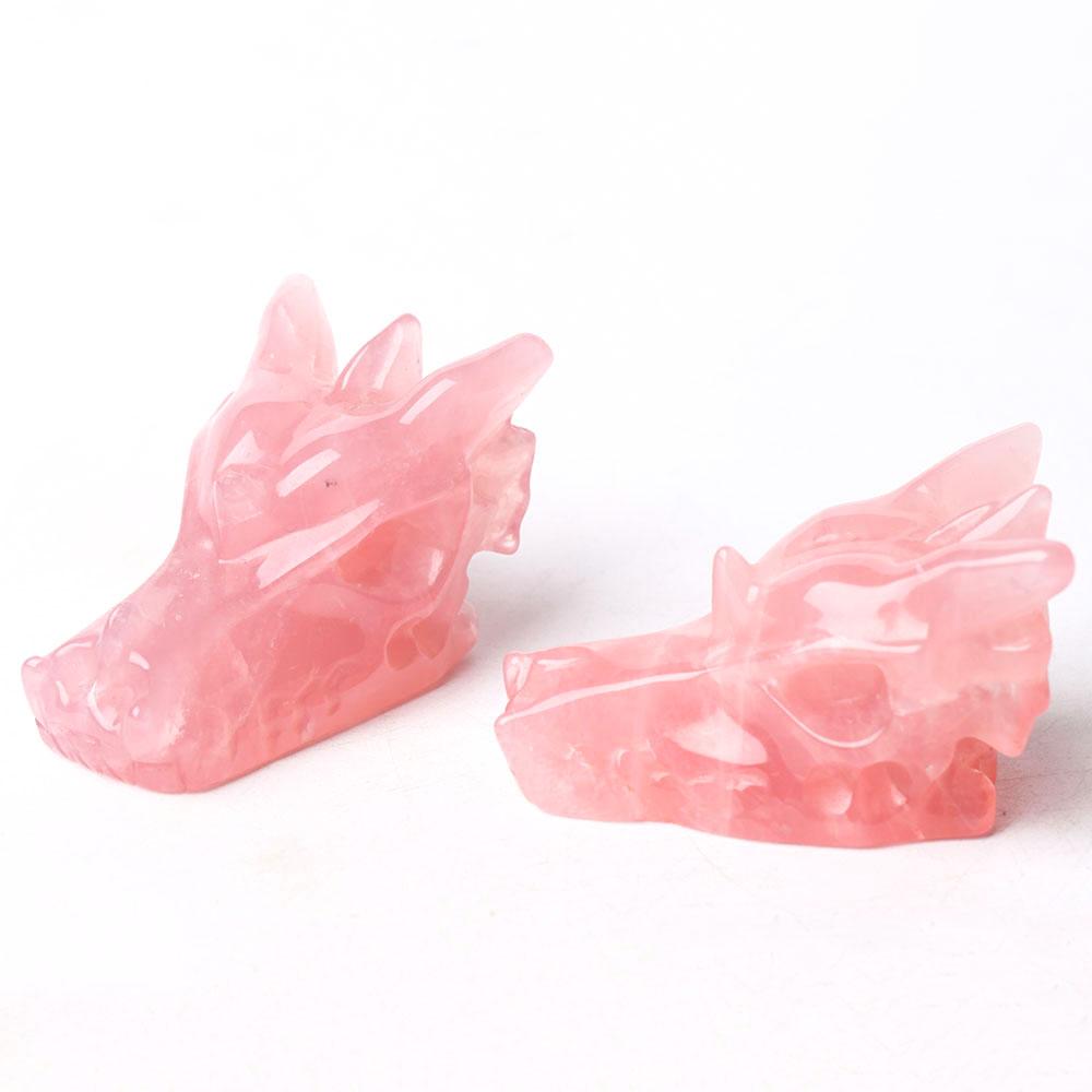 Rose Quartz Dragon Head Carving for Decoration Best Crystal Wholesalers