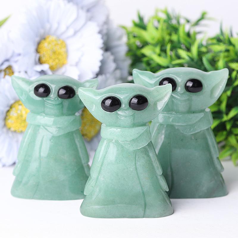 3" Green Aventurine Baby Yoda Master Crystal Carvings Cartoon Bulk Best Crystal Wholesalers