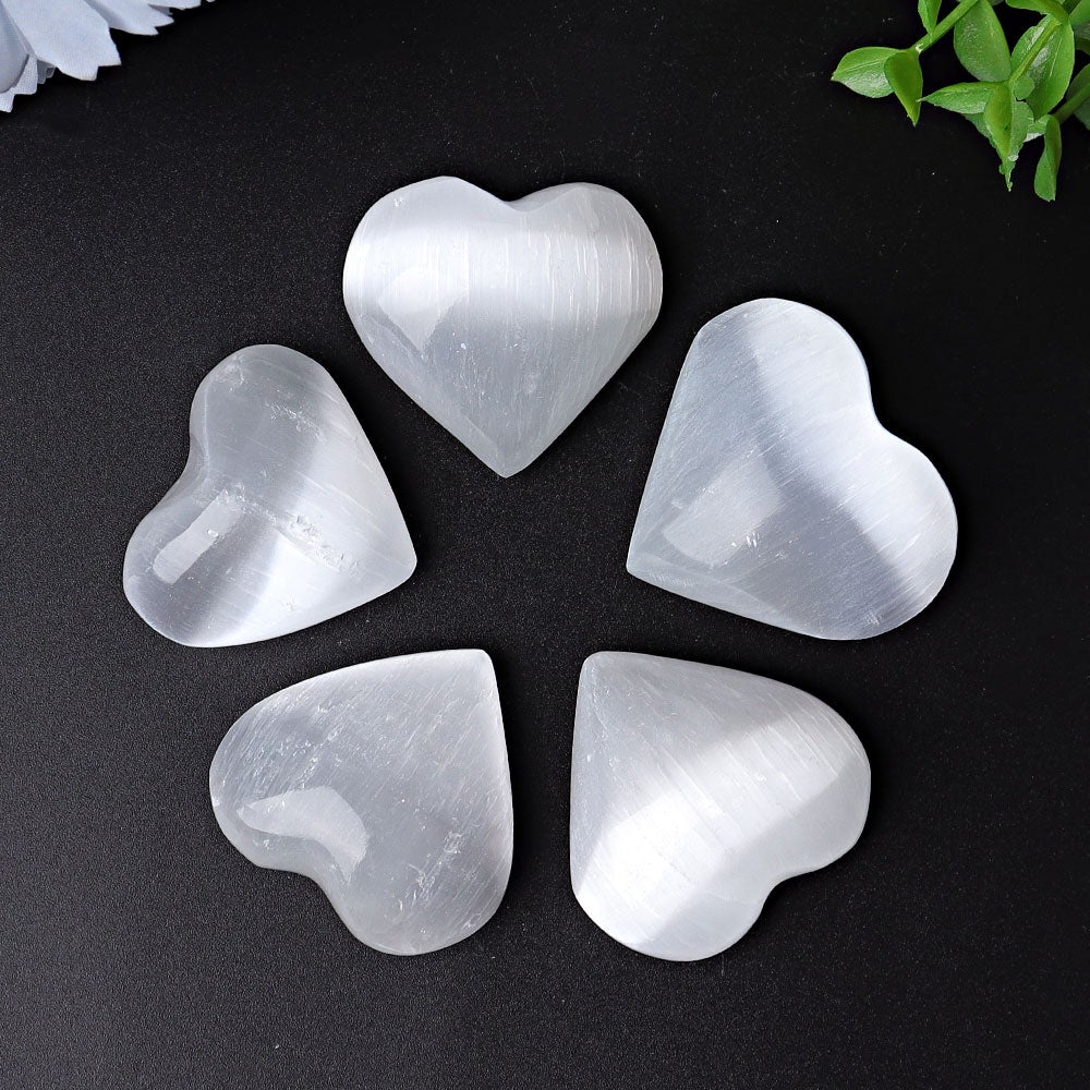 1.7"-2.8" Selenite Heart Crystal Carvings Best Crystal Wholesalers