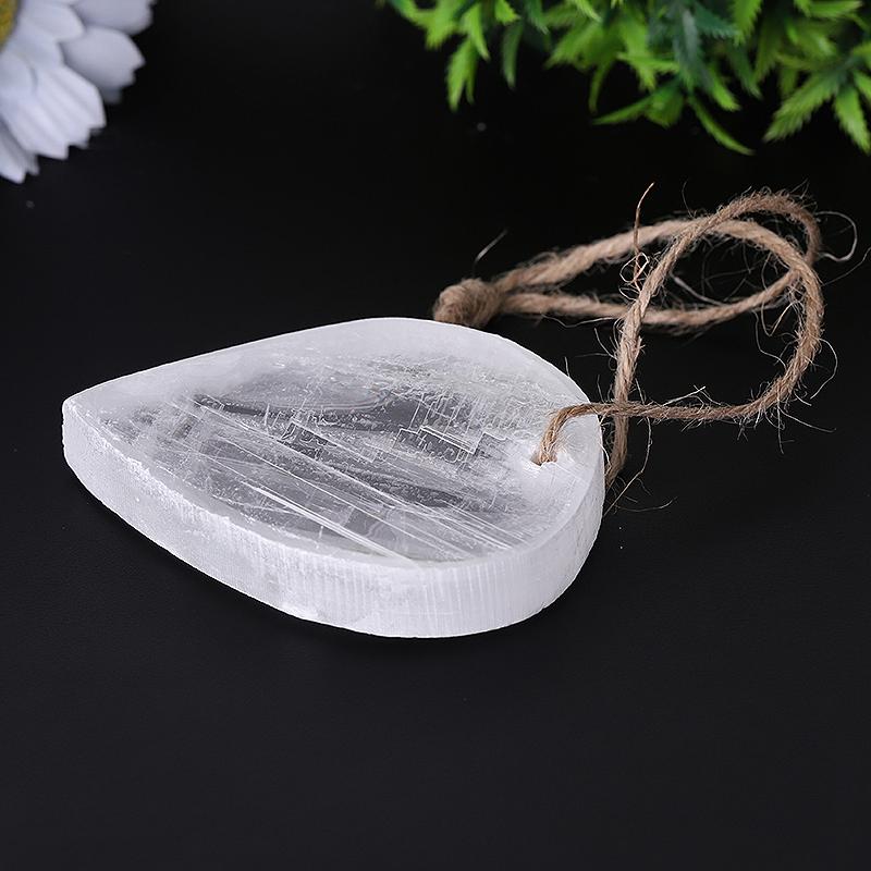 3.3" Clear Selenite Drop Shape with Hanging Rope Bulk Best Crystal Wholesalers