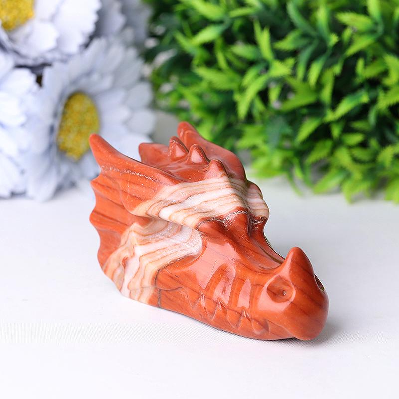 3" Red Jasper Dragon Head Crystal Carvings Best Crystal Wholesalers