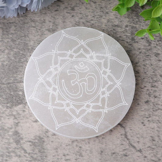 4" Selenite Plate with Printing Best Crystal Wholesalers