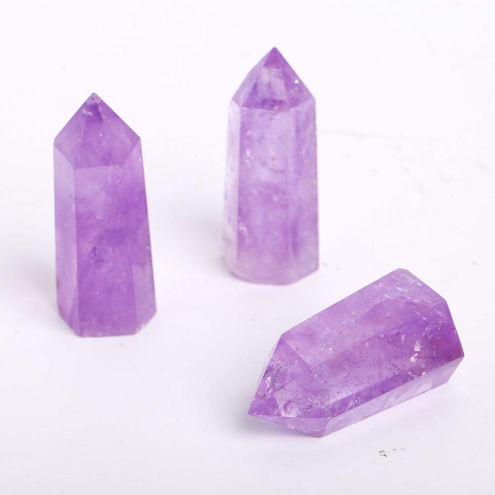 Set of 3 Amethyst Crystal Towers Points Bulk Best Crystal Wholesalers