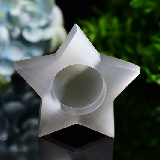 3.5" Star Shape Candle Holder Selenite Carving Bulk WholesaleBest Crystal Wholesalers