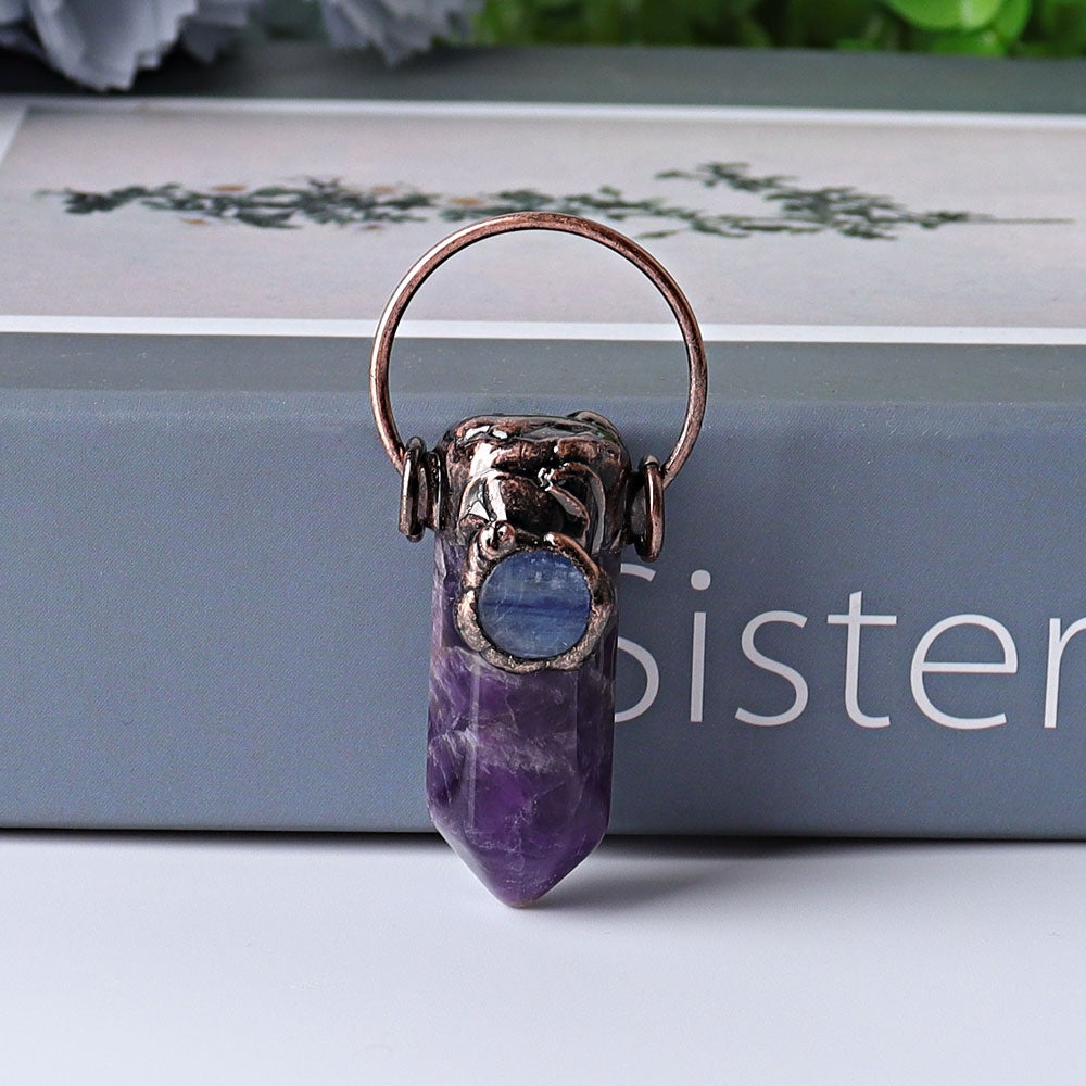 2.4" Amethyst Rose Quartz with Kyanite Pendant for DIY Best Crystal Wholesalers