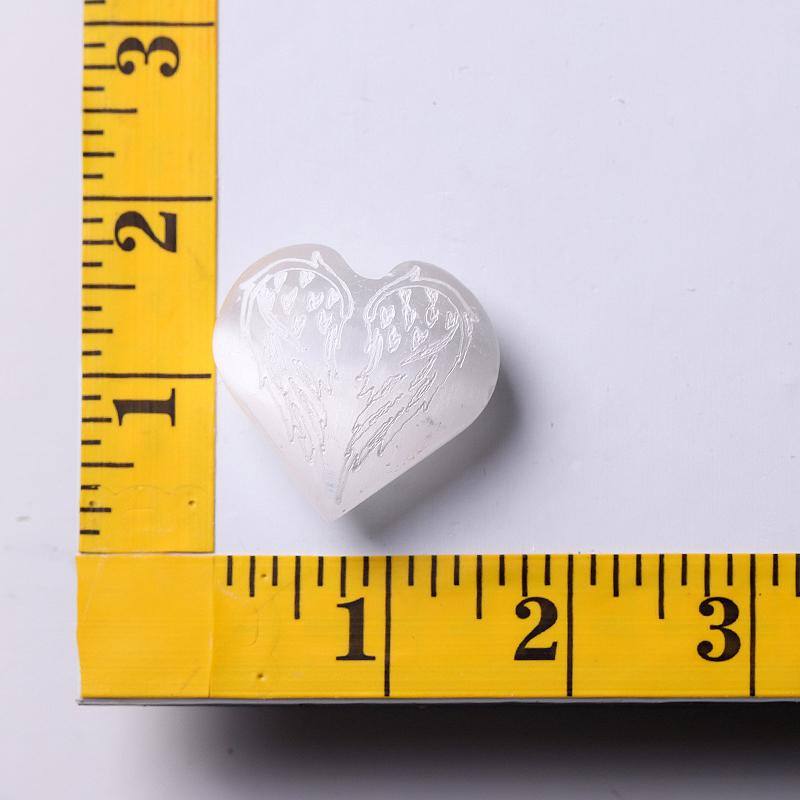 1.5" Selenite Heart Palm Stone with Laser Engraving Pattern Bulk Best Crystal Wholesalers