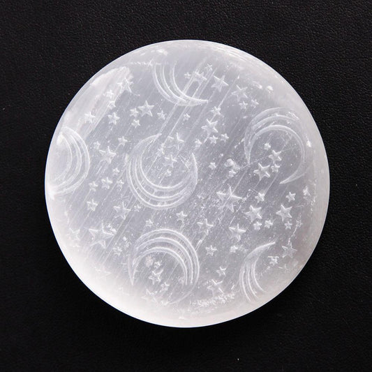 65.5mm Laser Carving Selenite Palm Stone Bulk Best Crystal Wholesalers