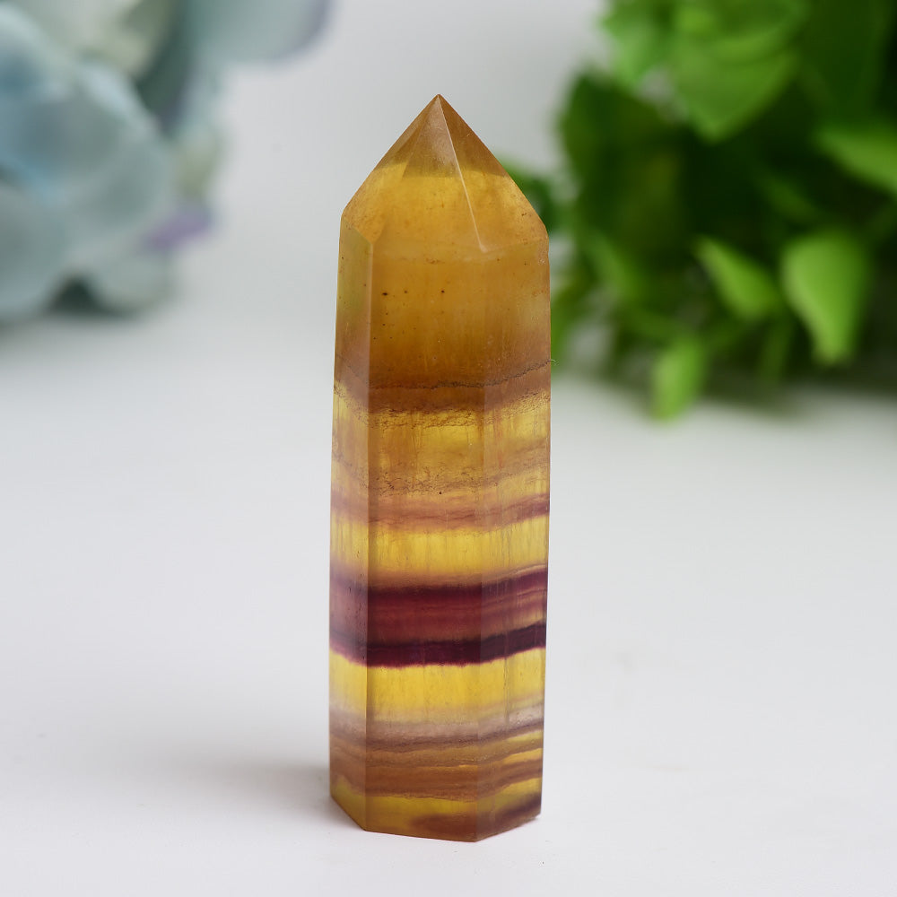 2.5"-4.5" Yellow Fluorite Crystal Points Bulk Wholesale