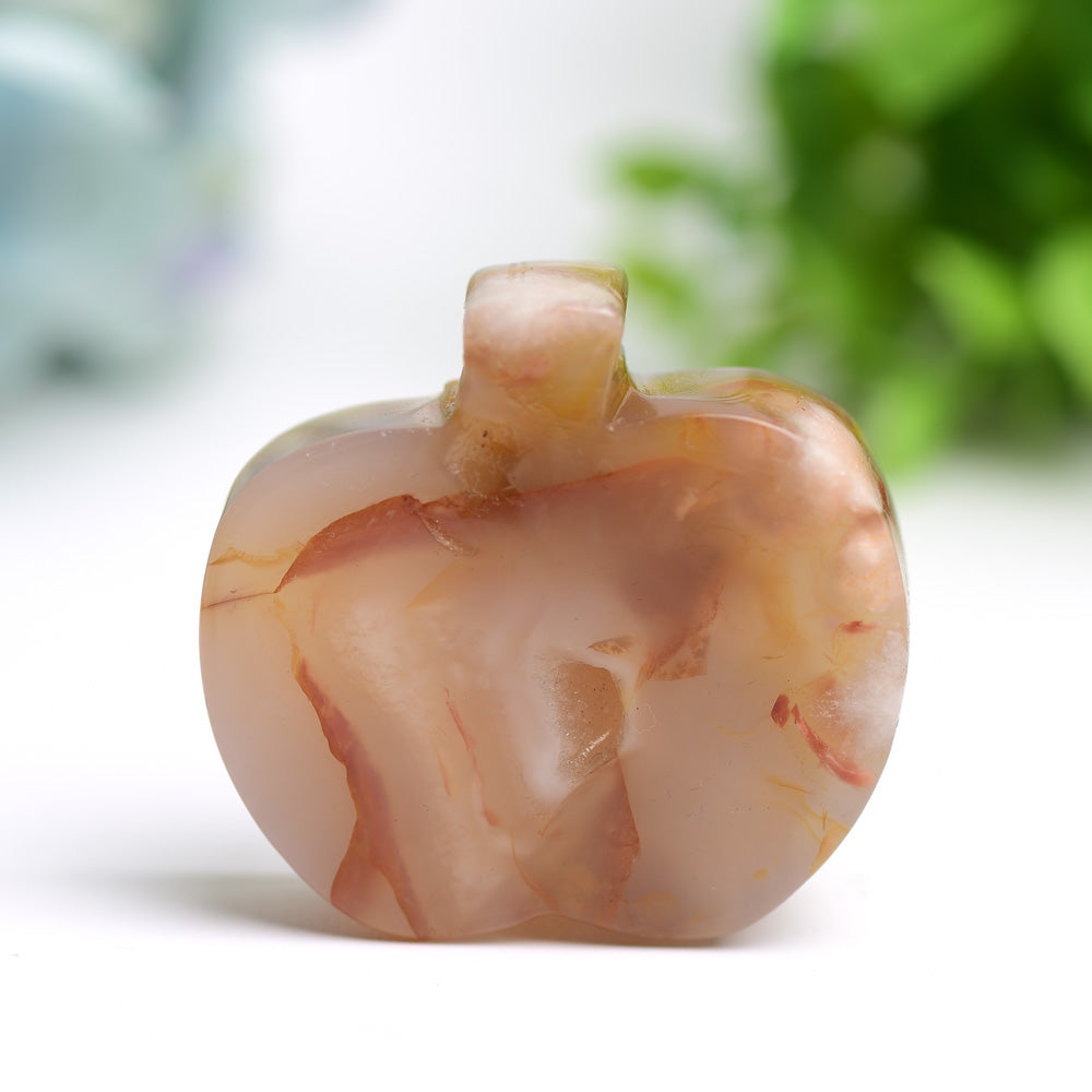 2.2" Flower Agate Apple Shape Crystal Carving Bulk Wholesale