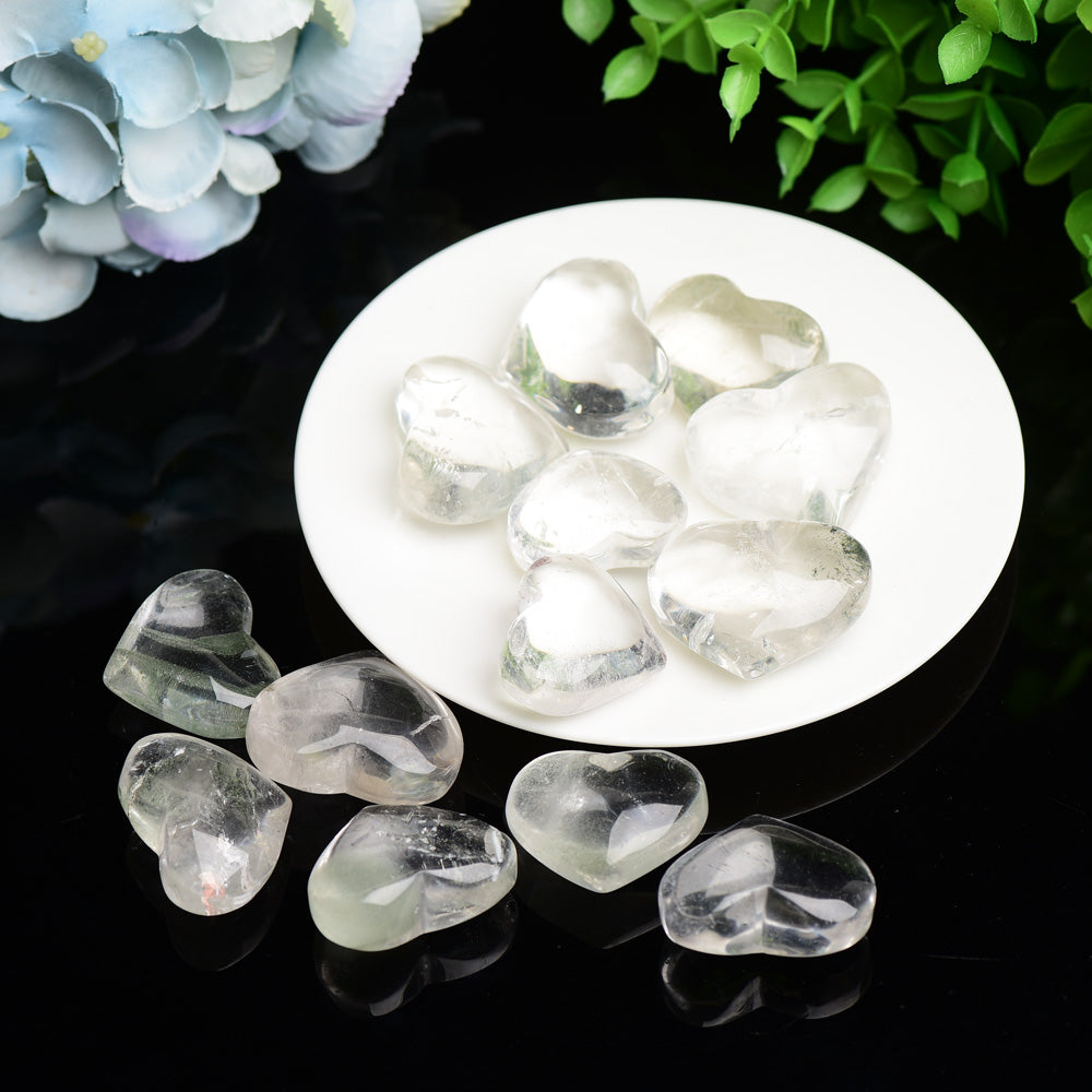 1.2"-1.5" Clear Quartz Heart Crystal Carving Bulk Wholesale