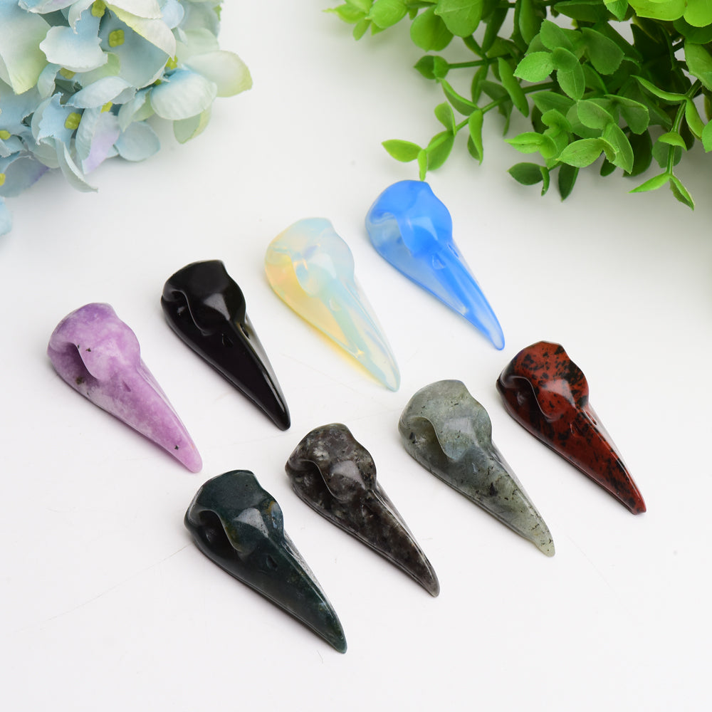 2.3"-2.5" Mixed Crystal Raven Skull Crystal Carving Bulk Wholesale