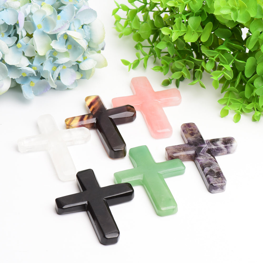 4.0" Mixed Crystal Cross Carving Bulk Wholesale