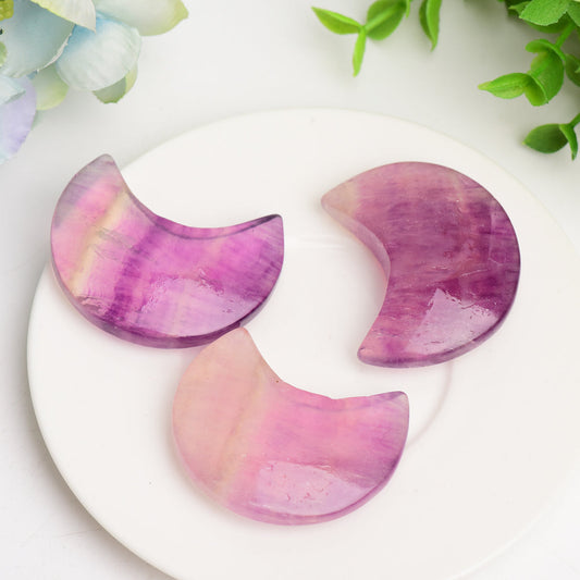 2.0" Purple Fluorite Moon Carving Bulk Wholesale