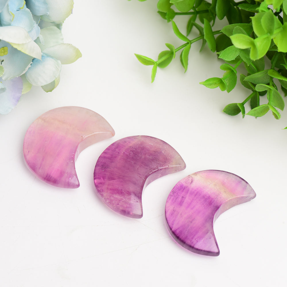 2.0" Purple Fluorite Moon Carving Bulk Wholesale