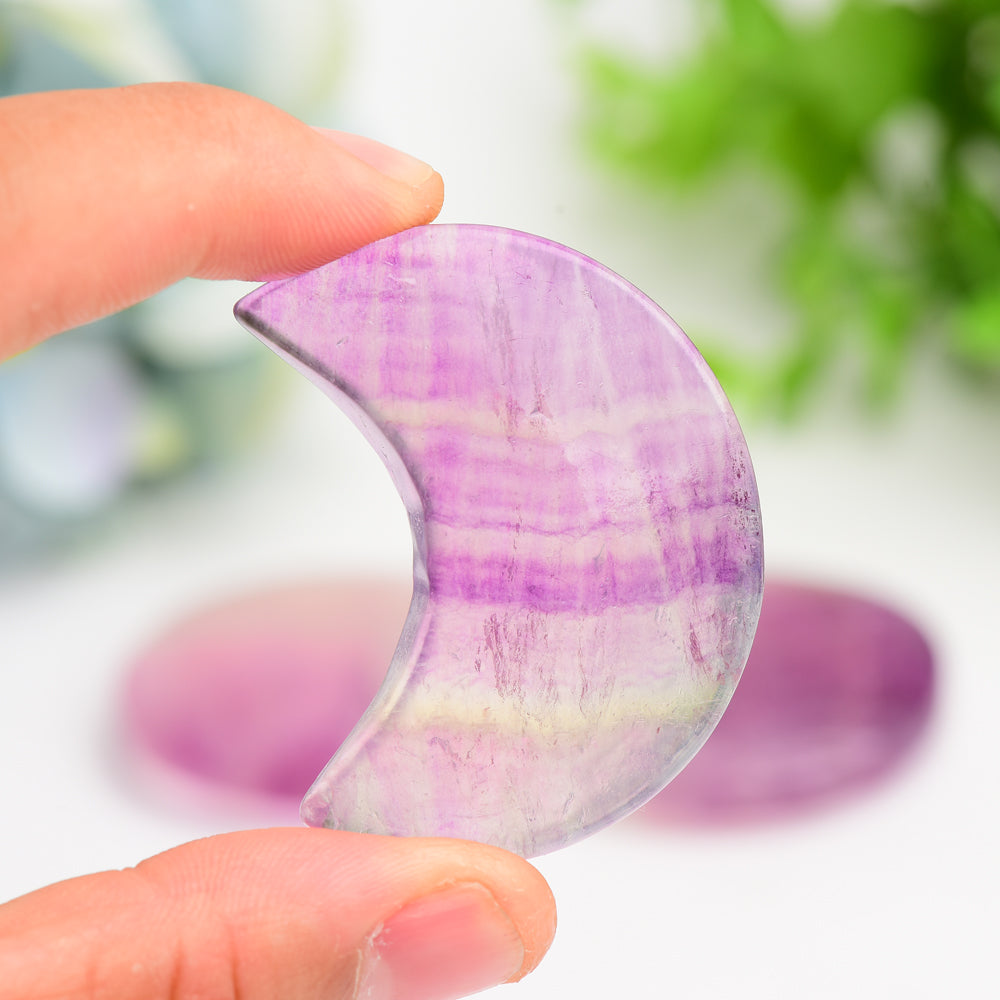 2.0" Purple Fluorite Moon Carving Bulk Wholesale