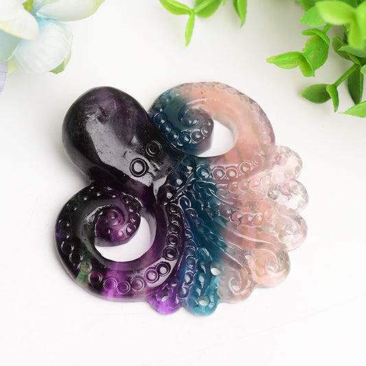 3.3" Rainbow Fluorite Octopus Crystal Carving Bulk Wholesale