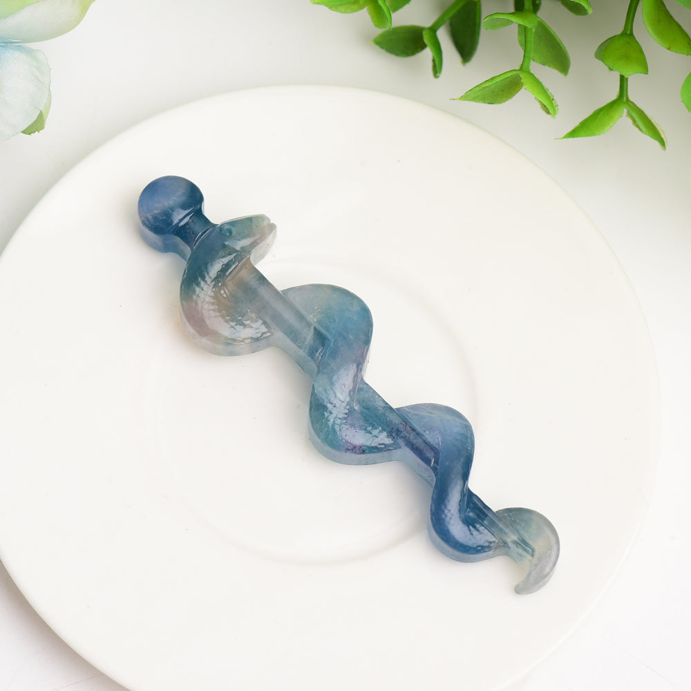 3.7" Fluorite Sword with Snake Ceystal Carving Bulk Wholesale