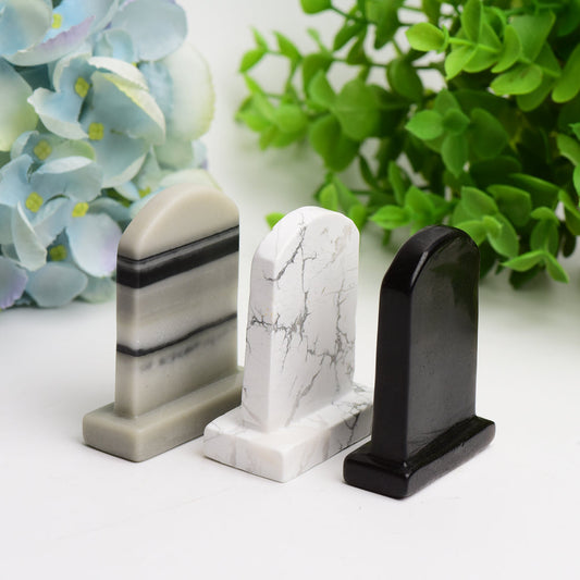 2.6" Mixed Crystal Tombstone Carving Bulk Wholesale