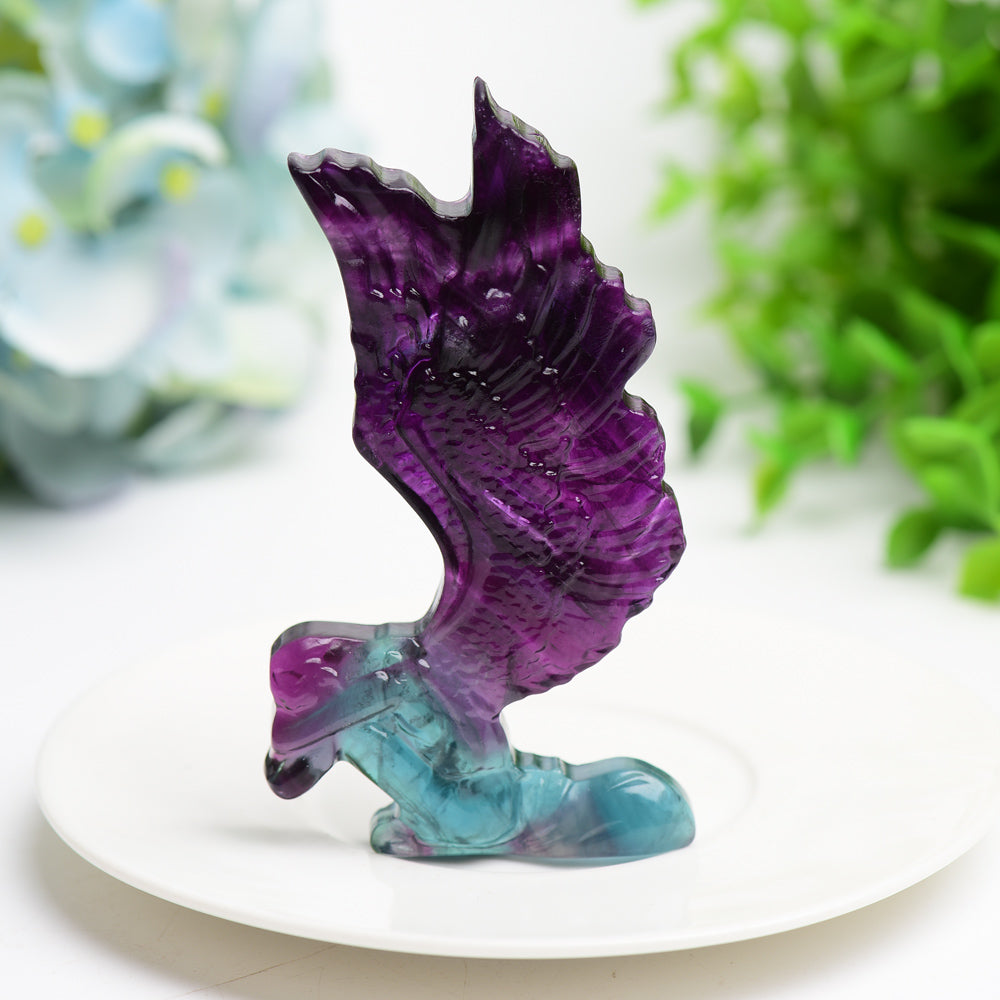 3.7" Rainbow Fluorite Butterfly Fairy Crystal Carving Bulk Wholesale