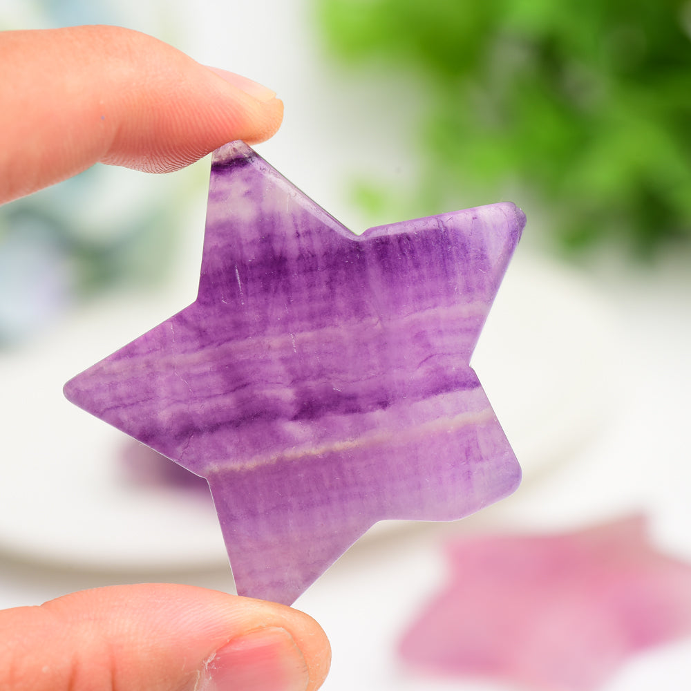 2.0" Purple Fluorite Star Crystal Carving Bulk Wholesale