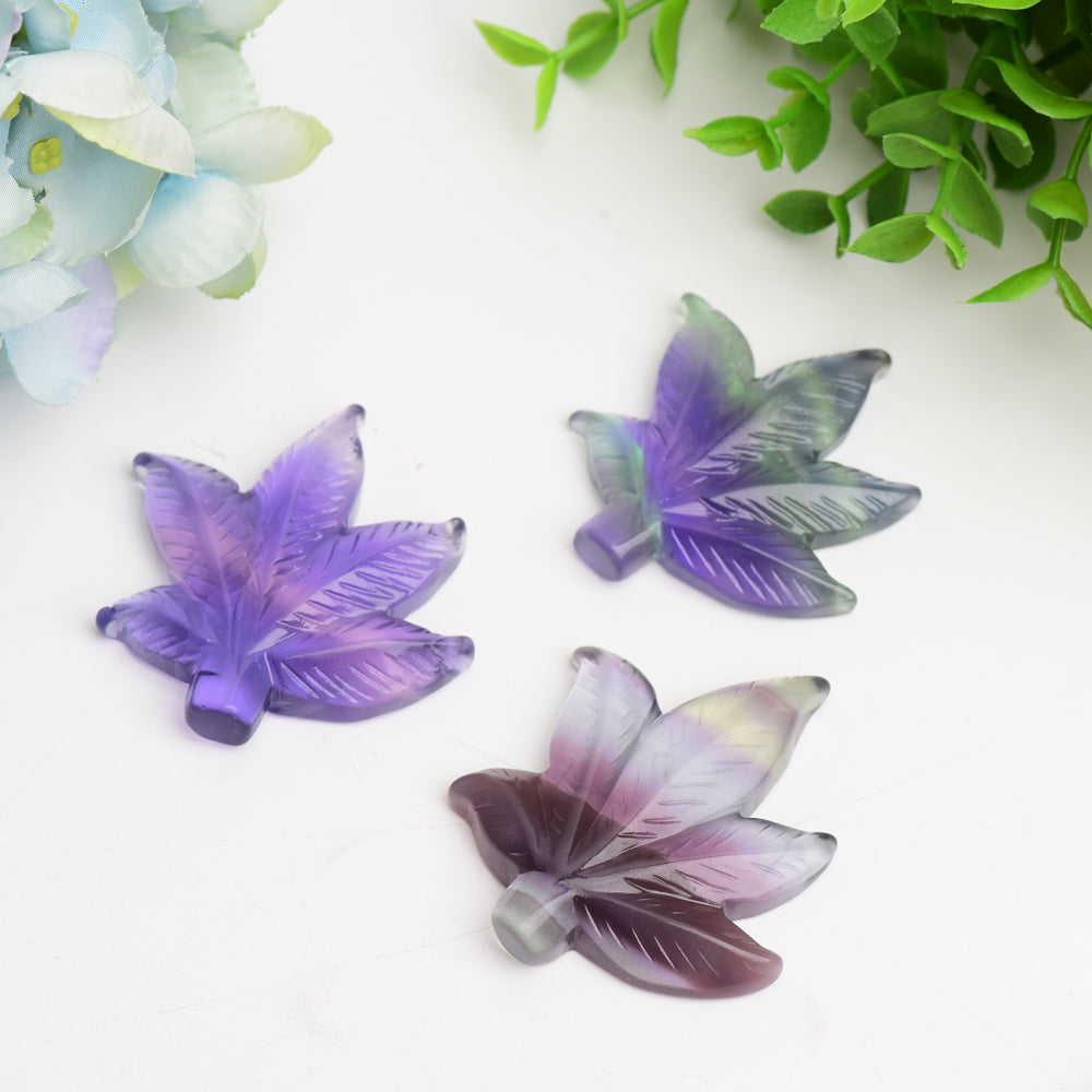 2.3" Fluorite Maple Leaf Crystal Carving Bulk Wholesale