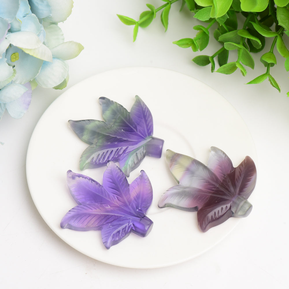 2.3" Fluorite Maple Leaf Crystal Carving Bulk Wholesale