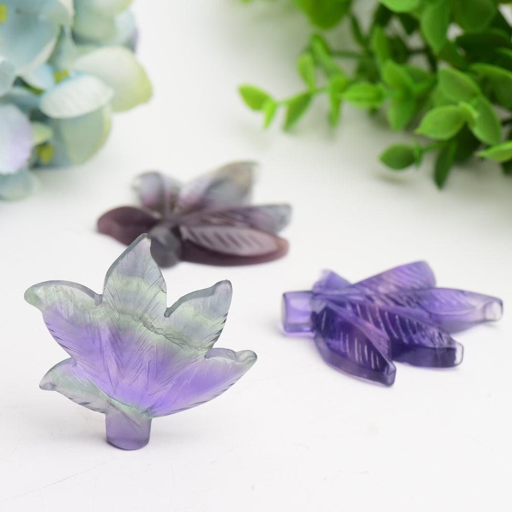 2.3" Fluorite Maple Leaf Crystal Carving Bulk Wholesale